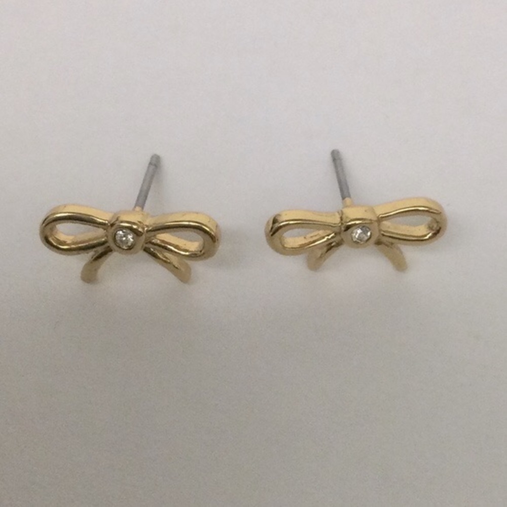 KATE SPADE PETITE GOLD PLATED BOW EARRINGS NWOT